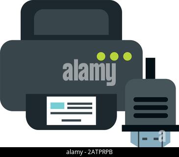 computer printer hardware with hdmi cable Stock Vector
