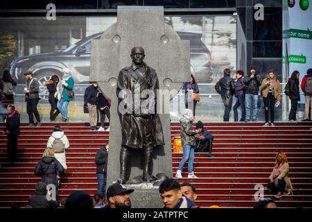 Father Francis Patrick Duffy sculpture in Duffy Square in Times Square New York on Thursday, January 23, 2020. The sculpture by the artist Charles Keck was unveiled in 1937.(© Richard B. Levine) Stock Photo