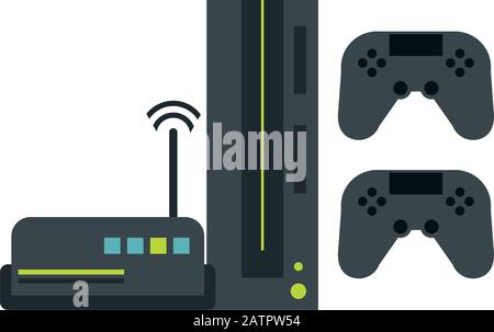 route wifi with video game console devices technology Stock Vector
