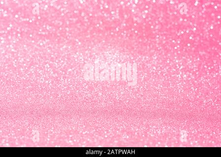 Horizontal pink glitter background with blur and bokeh Stock Photo