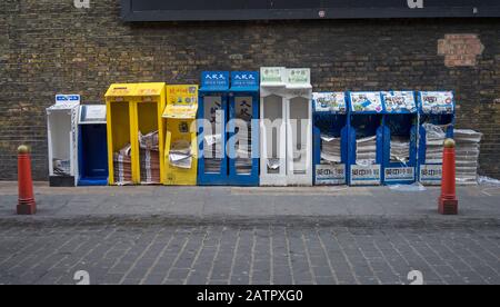 Newspaper stand on the streets of Chinatown in London Stock Photo