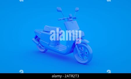 Scooter isolated on blue background. 3d rendering. Stock Photo