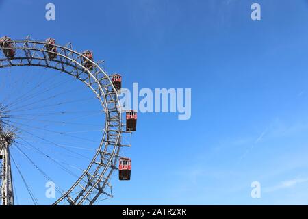 The big ferris wheel 'Wiener Riesenrad'  is the main landmark of Vienna, Austria Stock Photo