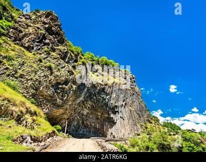 Basalt column formations in the Garni Gorge, Armenia Stock Photo