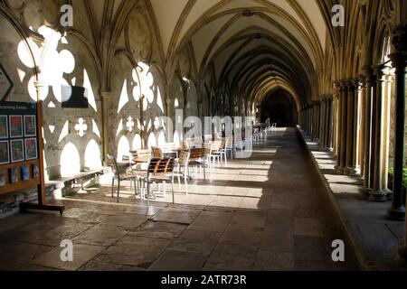 Cloisters at Salisbury Cathedral, Wiltshire, England Stock Photo