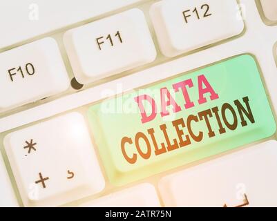 Handwriting text Data Collection. Conceptual photo gathering and measuring information on targeted variables Stock Photo
