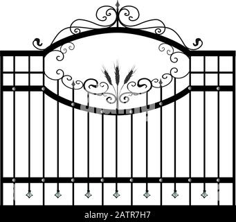 Gates forged sketch. Artistic forging. Iron door design. Vector illustration isolated on white background. Exterior. Garden gate.. Stock Vector
