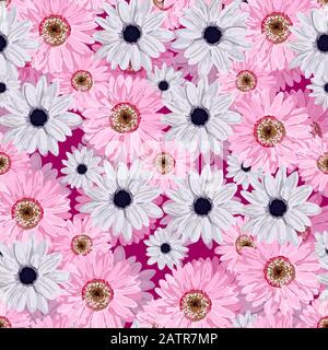 SEAMLESS VECTOR FLOWER PATTERN. Realistic flowers. Spring bright colors.. Stock Vector