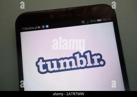 Tumblr Logo Icon On Mobile Phone Screen Stock Photo Alamy