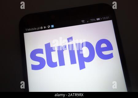 Stripe logo on smartphone Stock Photo