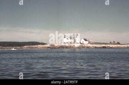 Winter Harbor Lighthouse on Mark Island, Maine, 1965. () Stock Photo