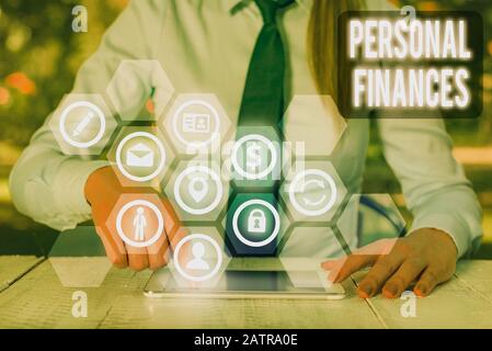 Handwriting text writing Personal Finances. Conceptual photo the activity of analysing own money and financial decisions Stock Photo
