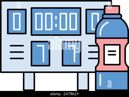 electronic scoreboard sport with water bottle Stock Vector