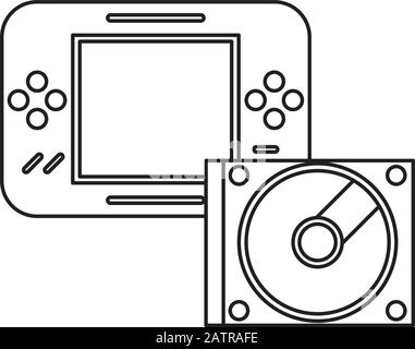 video game portable with compact disk Stock Vector