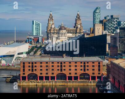 Royal Albert Dock and Liver Building, Liverpool Stock Photo