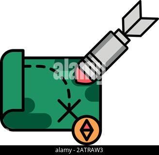 rocket military force with paper map Stock Vector