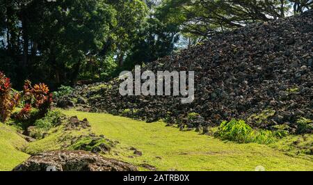 Ulupo Heiau historic hawaiian religious site near Kailua on Oahu, Hawaii Stock Photo