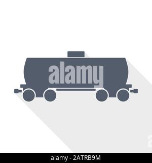 Fuel cistern wagon vector icon, train concept flat design illustration Stock Vector