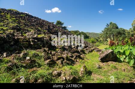 Ulupo Heiau historic hawaiian religious site near Kailua on Oahu, Hawaii Stock Photo