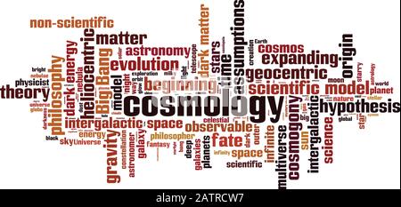 Cosmology word cloud concept. Collage made of words about cosmology. Vector illustration Stock Vector