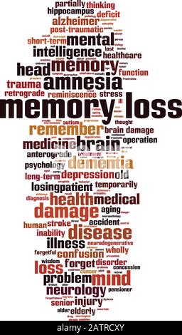 Memory loss word cloud concept. Collage made of words about memory loss. Vector illustration Stock Vector