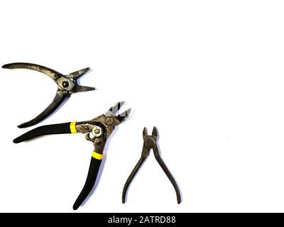 Pliers and cutters on a white background. Stock Photo
