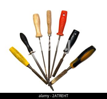 A set of different types of chisels and files.  Stock Photo