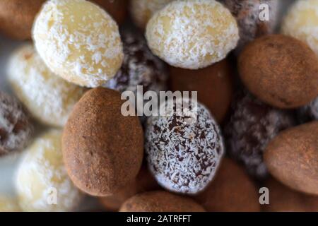 Close up of Easter chocolate almond eggs Stock Photo