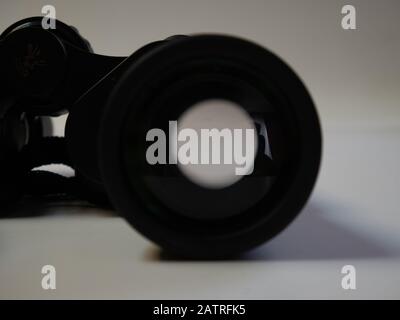 Close-up binoculars on a white background.  Stock Photo