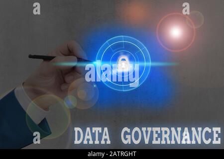 Conceptual hand writing showing Data Governance. Concept meaning general management of key data resources in a company Stock Photo