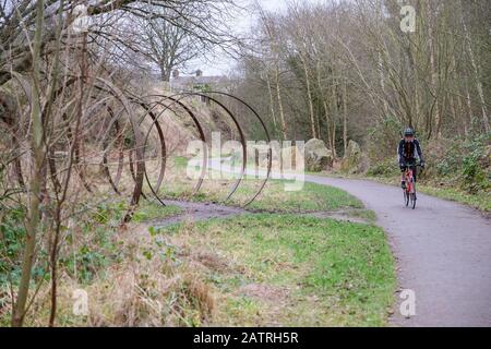 A Cyclist on the Route 66, The Spen Valley Greenway a 7-mile route on