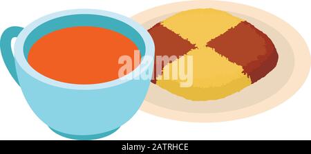 Breakfast tea icon, isometric style Stock Vector
