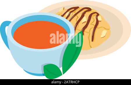 Tea time icon, isometric style Stock Vector