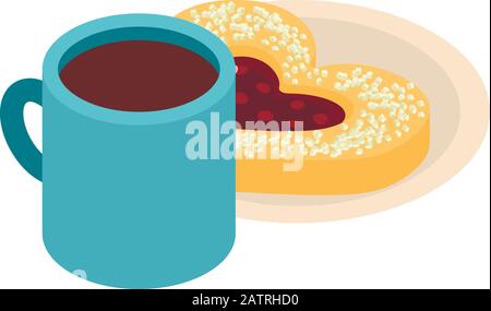 Sweet morning icon, isometric style Stock Vector