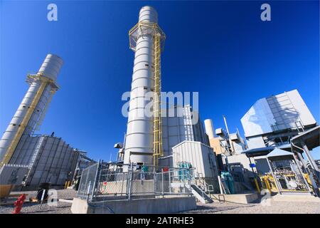 Gas turbine exhaust stack at an Electric cogeneration plant Stock Photo