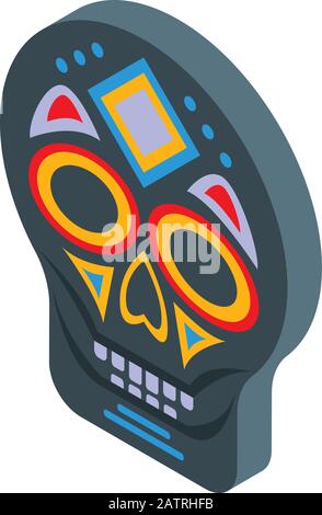 Mexican mask icon, isometric style Stock Vector