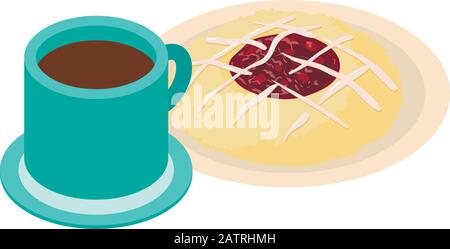 Traditional breakfast icon, isometric style Stock Vector