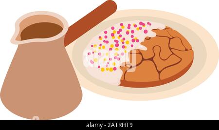 Breakfast coffee icon, isometric style Stock Vector