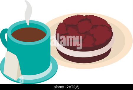Chocolate breakfast icon, isometric style Stock Vector
