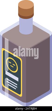 Whiskey bottle icon, isometric style Stock Vector