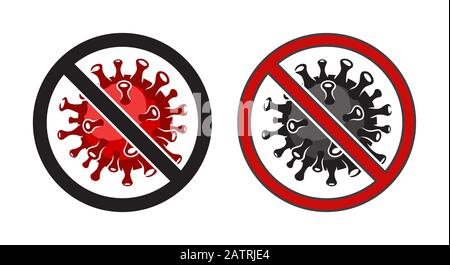 Stop sign of virus. Antibacterial and antiviral defense, protection infection. Vector illustration. Stock Vector