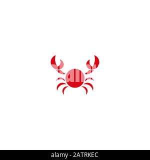 red crab geometric logo. Sea life sign. vector simple icon Stock Vector