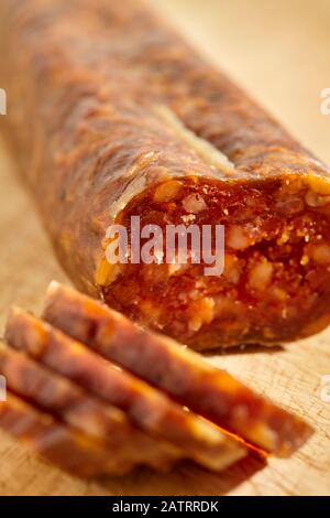 A Soupy, an American version of the classic Italian Sopresatta sausage from Pennsylvania Stock Photo