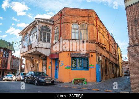 Tbilisi, Georgia 22 January 2020 - Houses with a traditional balconies Stock Photo