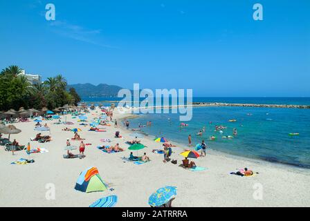Beach at Cala Bona, Majorca, Balearics, Spain Stock Photo
