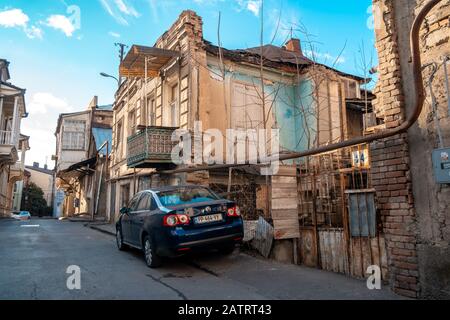 Tbilisi, Georgia 22 January 2020 - Houses with a traditional balconies Stock Photo