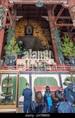 The world's largest bronze statue of the Buddha Vairocana,Todaiji temple, Nara, Japan Stock Photo