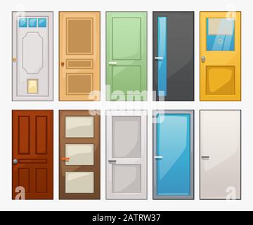 doors set isolated on white background Stock Vector