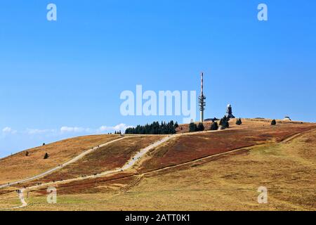 Feldberg Black Forest / Germany - 09 22 2018: Feldberg is a mountain peak in the Black Forest with TV tower.
