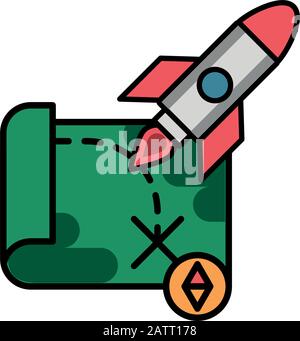 rocket military force with paper map Stock Vector
